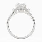 Heart Pear Three-Stone with Round Sides in Platinum side profile