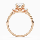 Round Pear Three-Stone with Round Sides in 14K Rose Gold side profile