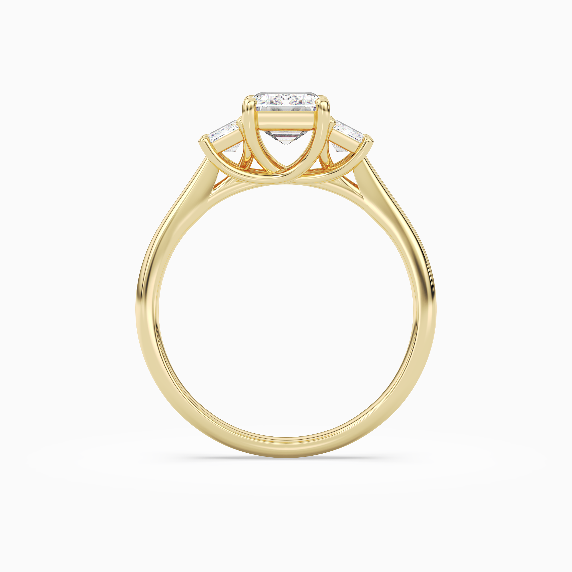 Emerald Emerald Three-Stone with Step-Cut Sides in 18K Yellow Gold side profile