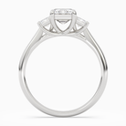 Emerald Emerald Three-Stone with Step-Cut Sides in Platinum side profile