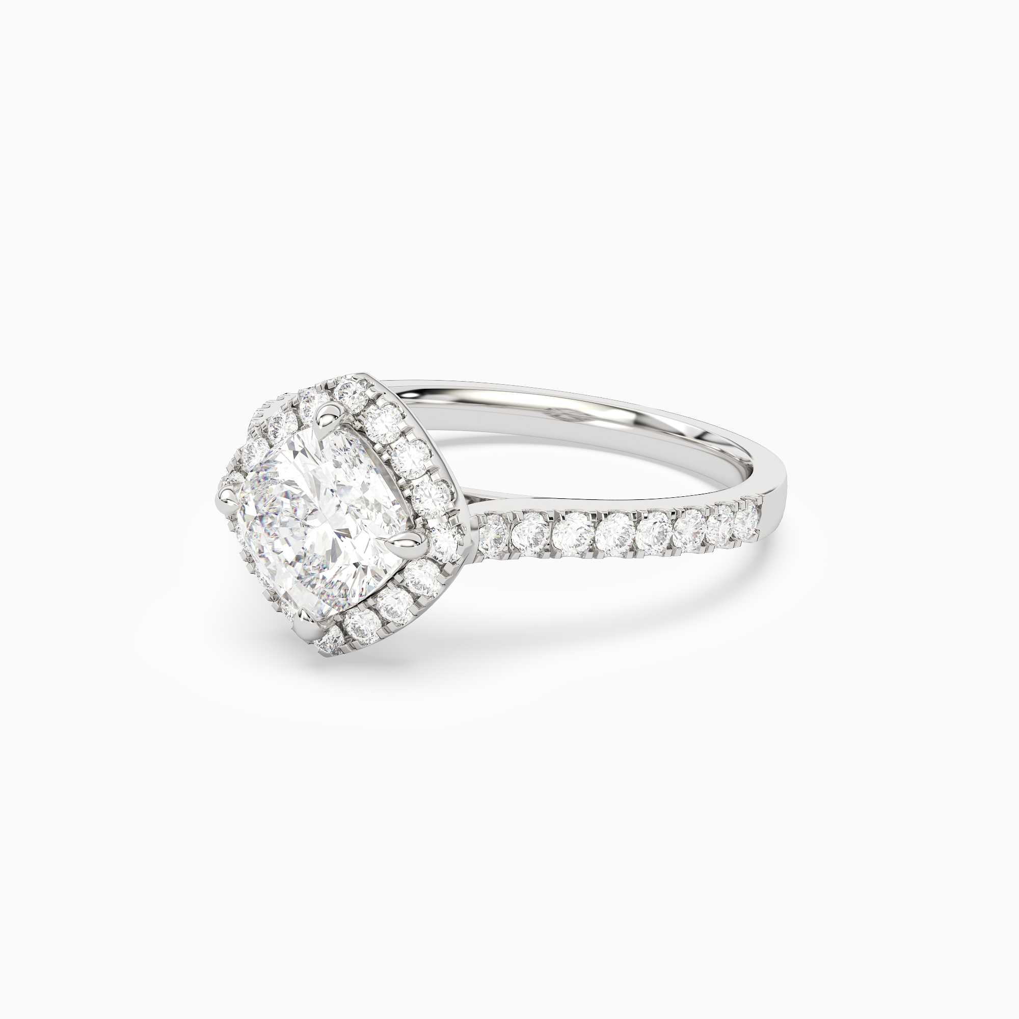 Cushion Kite Halo Baseline in 14K White Gold top angle