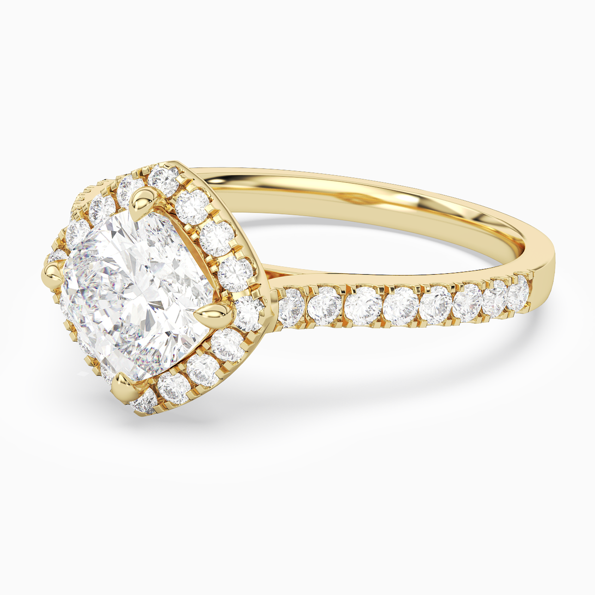 Cushion Kite Halo Baseline in 18K Yellow Gold top angle