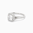 Cushion Classic Halo Split Shank Ring in 18K White Gold top angle