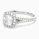 Cushion Classic Halo Split Shank Ring in Platinum top angle