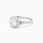 Round Classic Halo Split Shank Ring in Platinum top angle