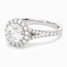 Round Classic Halo Split Shank Ring in Platinum top angle