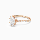 Oval Crown Halo Pavé in 14K Rose Gold top angle