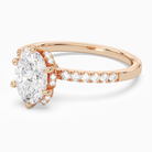 Oval Crown Halo Pavé in 14K Rose Gold top angle