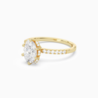 Oval Crown Halo Pavé in 18K Yellow Gold top angle