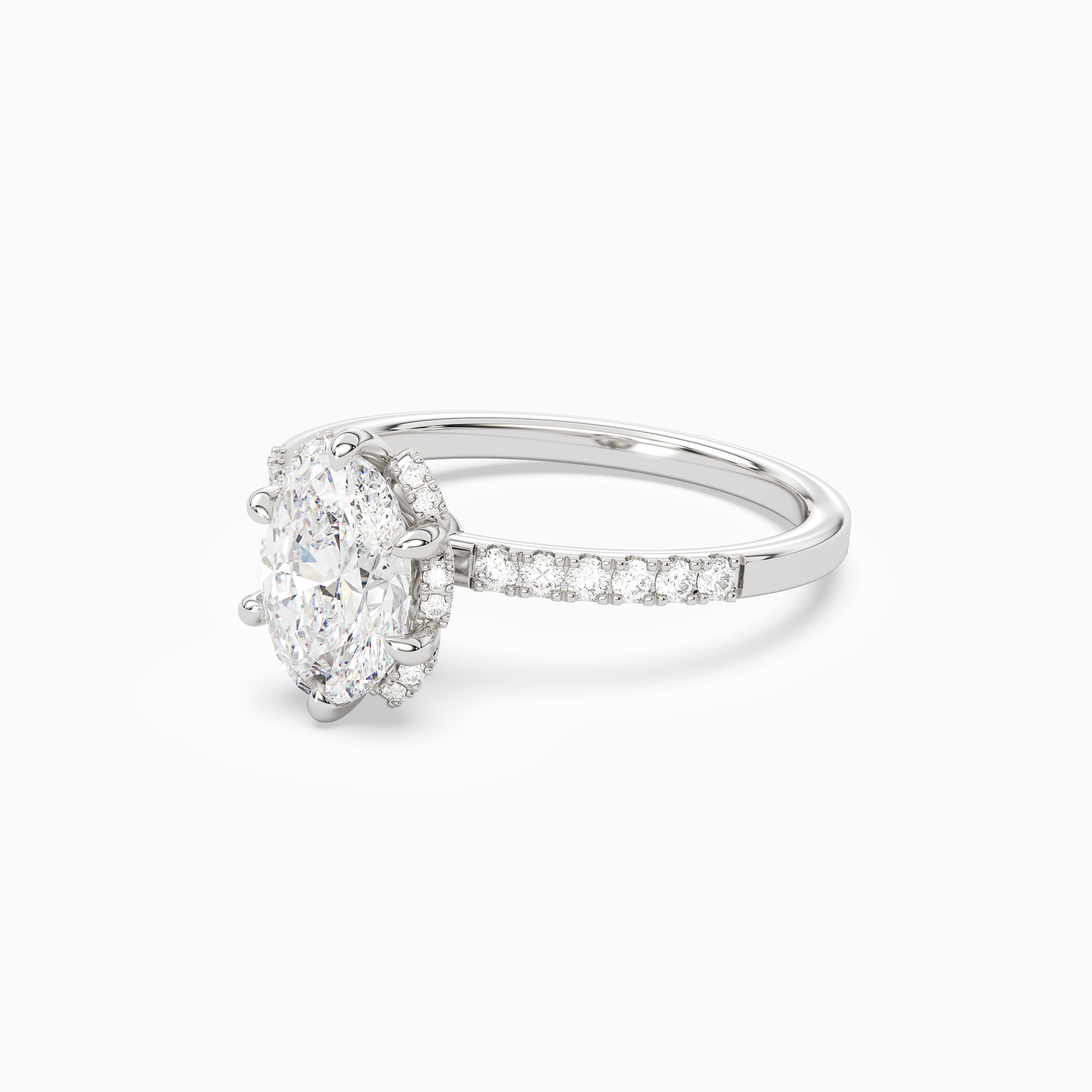 Oval Crown Halo Pavé in Platinum top angle