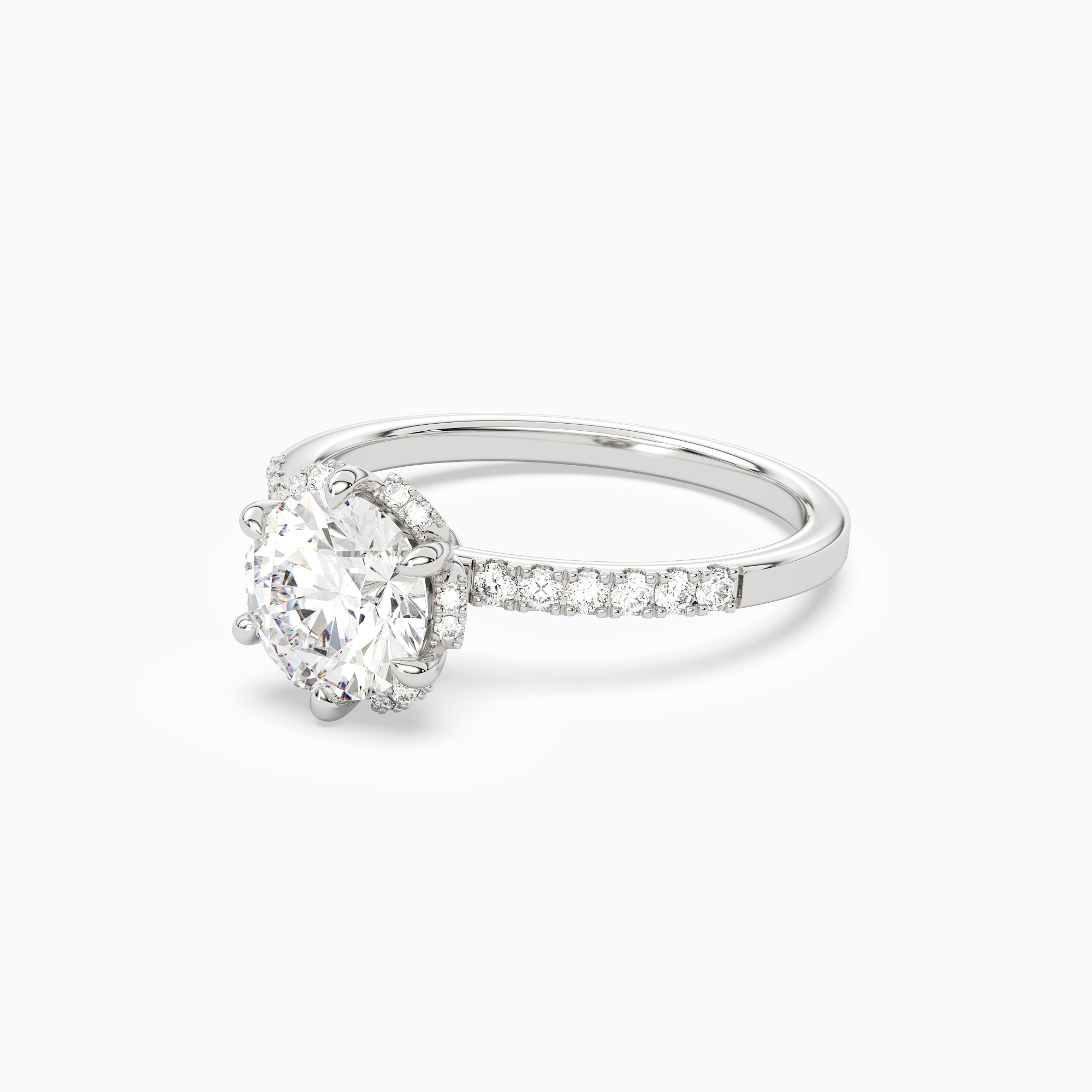 Round Crown Halo Pavé in Platinum top angle