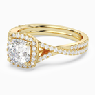Cushion Twisted Shank Halo in 14K Yellow Gold top angle
