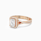 Emerald Twisted Shank Halo in 14K Rose Gold top angle