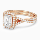 Emerald Twisted Shank Halo in 14K Rose Gold top angle