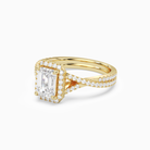 Emerald Twisted Shank Halo in 14K Yellow Gold top angle