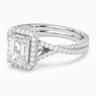 Emerald Twisted Shank Halo in Platinum top angle