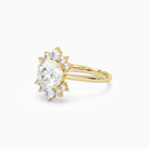 Round Floral Cluster Halo in 14K Yellow Gold top angle