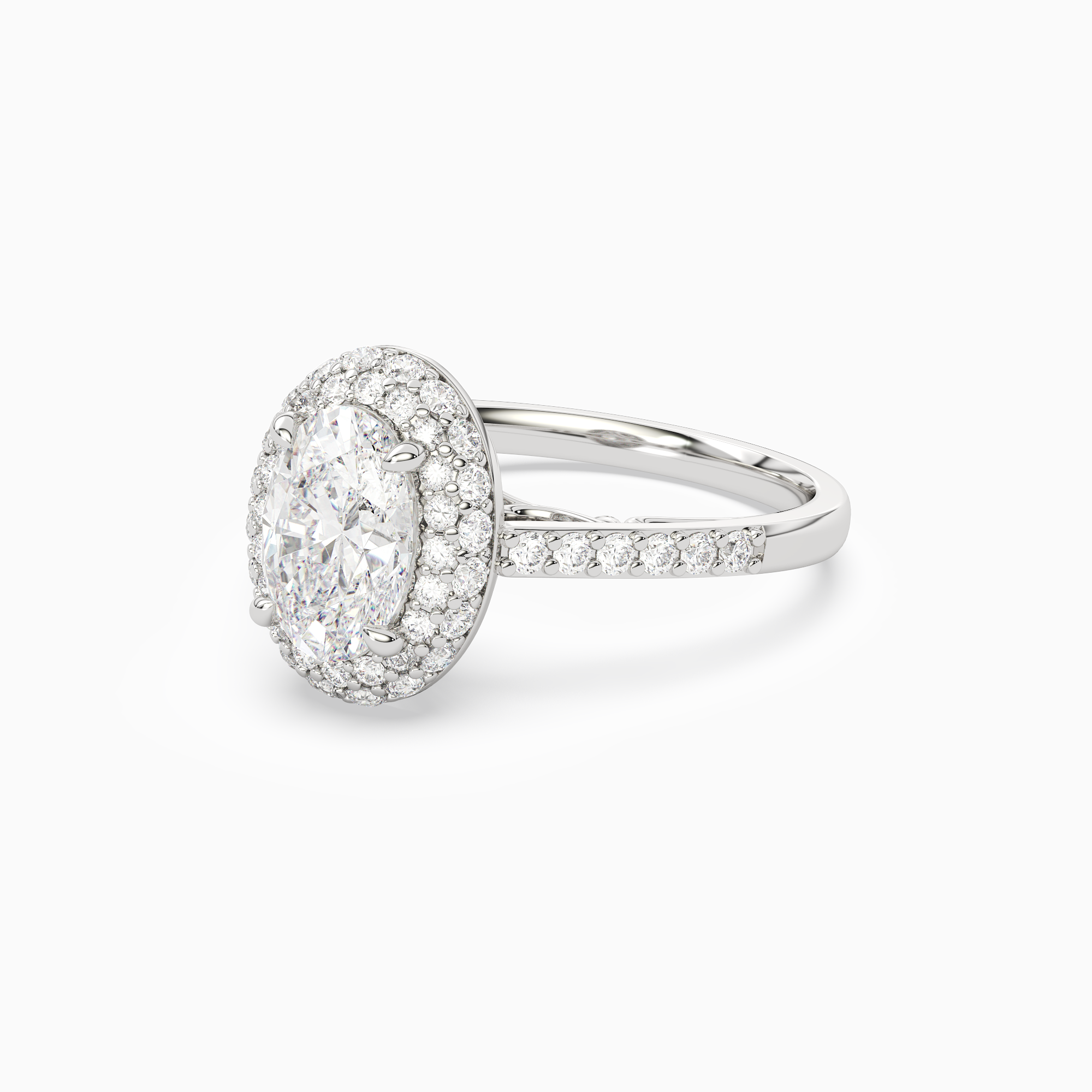 Oval Regal Halo Pavé in 14K White Gold top angle