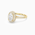Oval Regal Halo Pavé in 18K Yellow Gold top angle