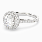Round Regal Halo Pavé in 18K White Gold top angle