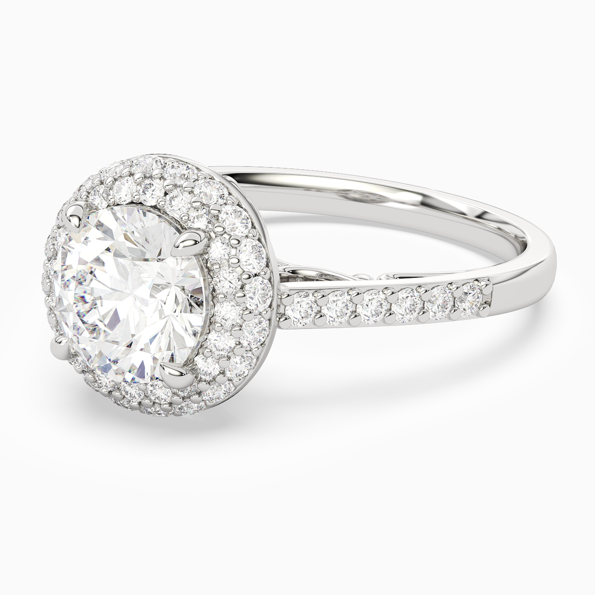 Round Regal Halo Pavé in Platinum top angle