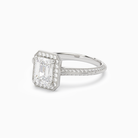 Emerald Octagon Halo in 18K White Gold top angle