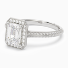 Emerald Octagon Halo in Platinum top angle
