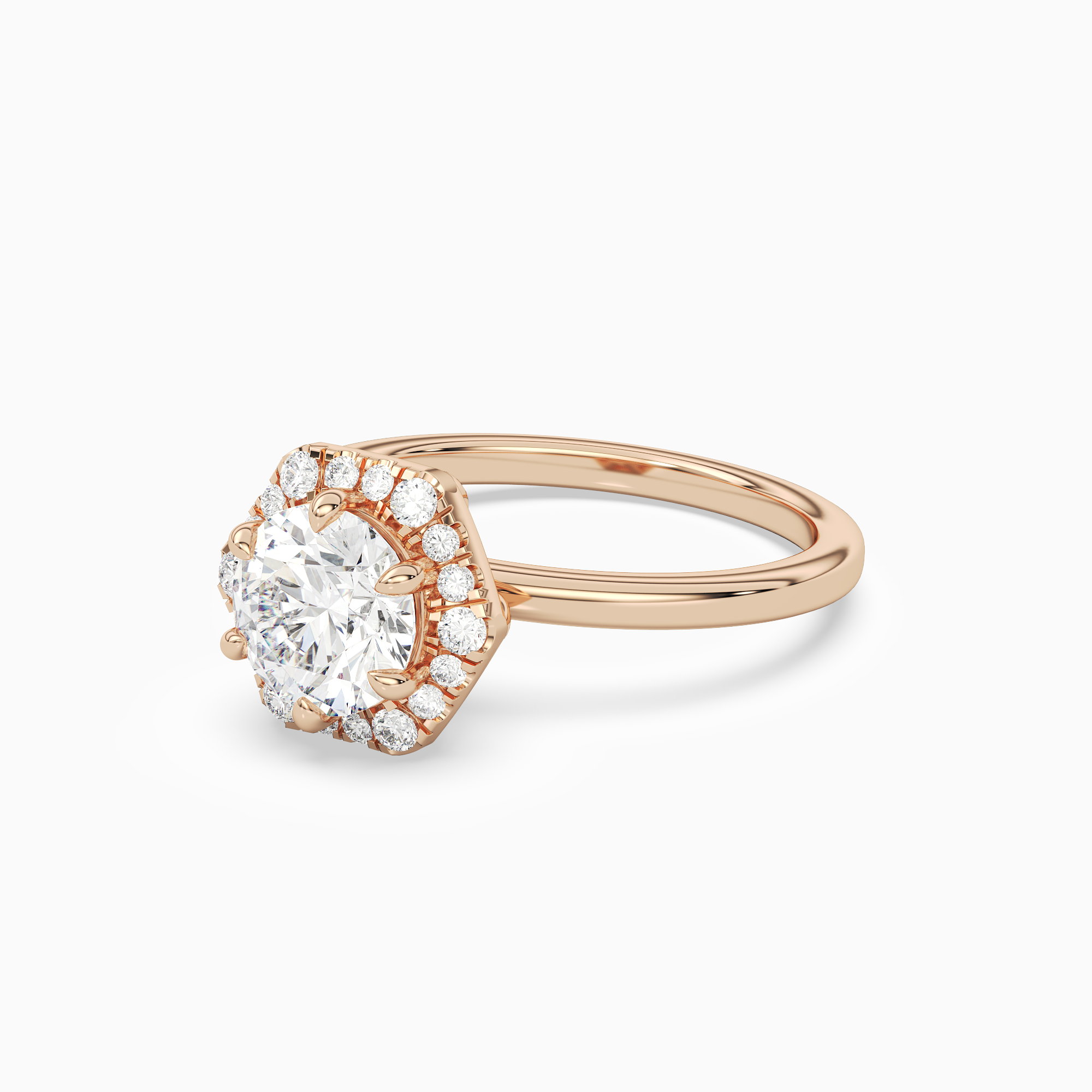 Round Halo in 14K Rose Gold top angle