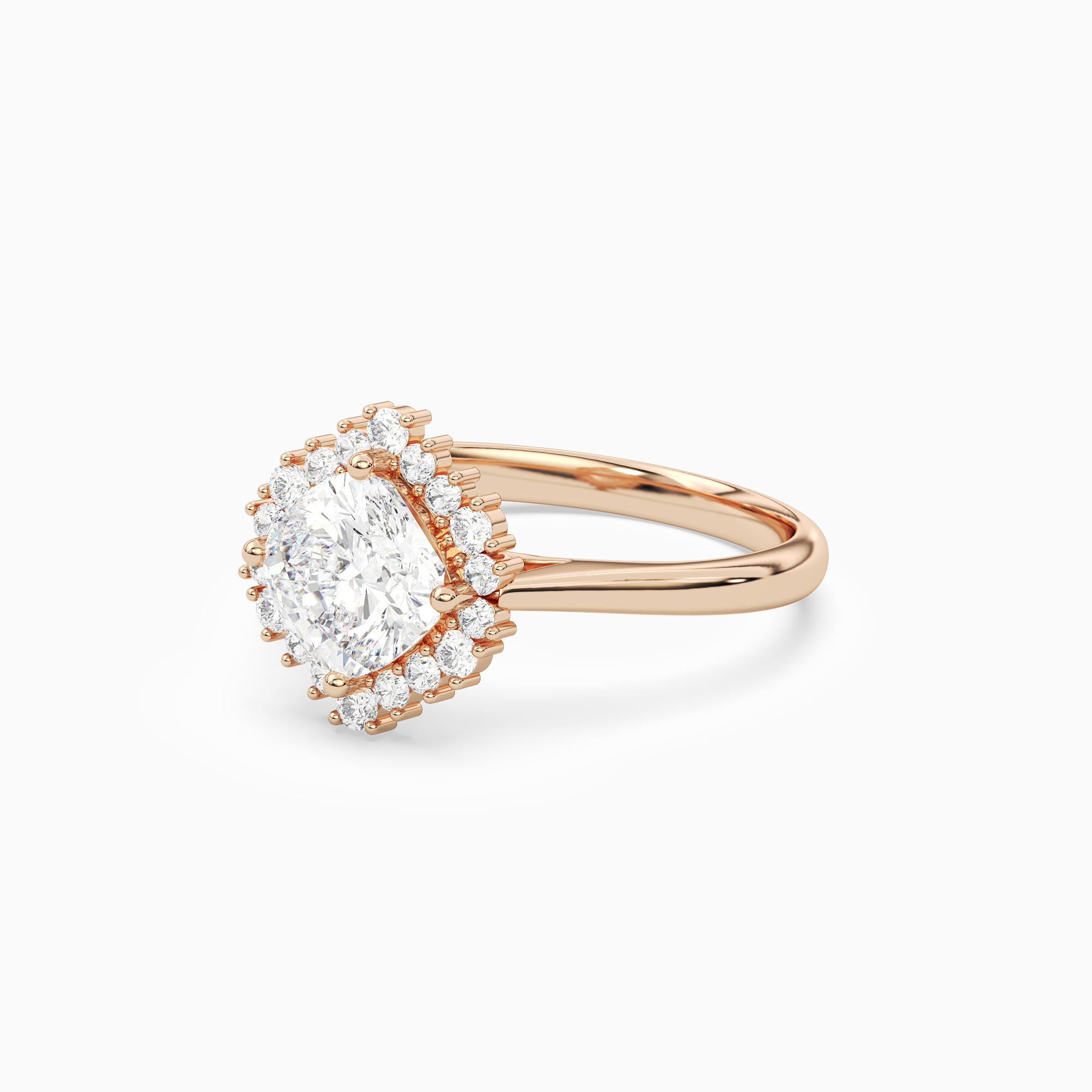 Cushion Cluster Halo in 14K Rose Gold top angle