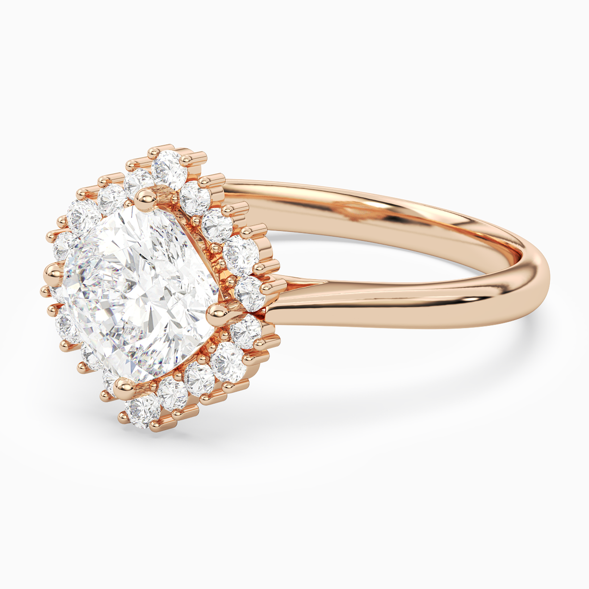 Cushion Cluster Halo in 14K Rose Gold top angle