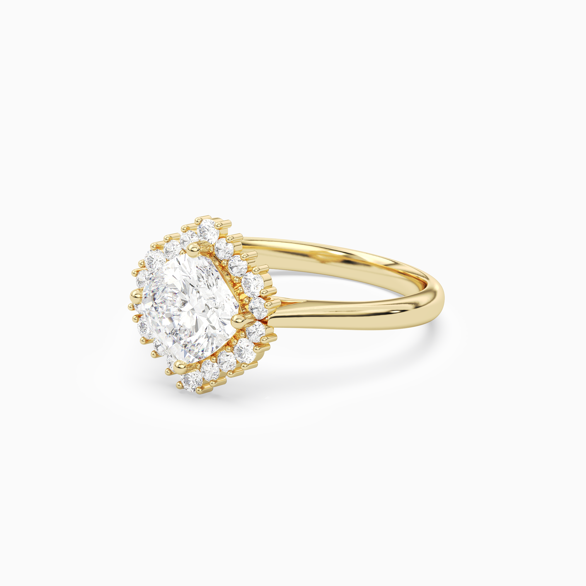 Cushion Cluster Halo in 18K Yellow Gold top angle