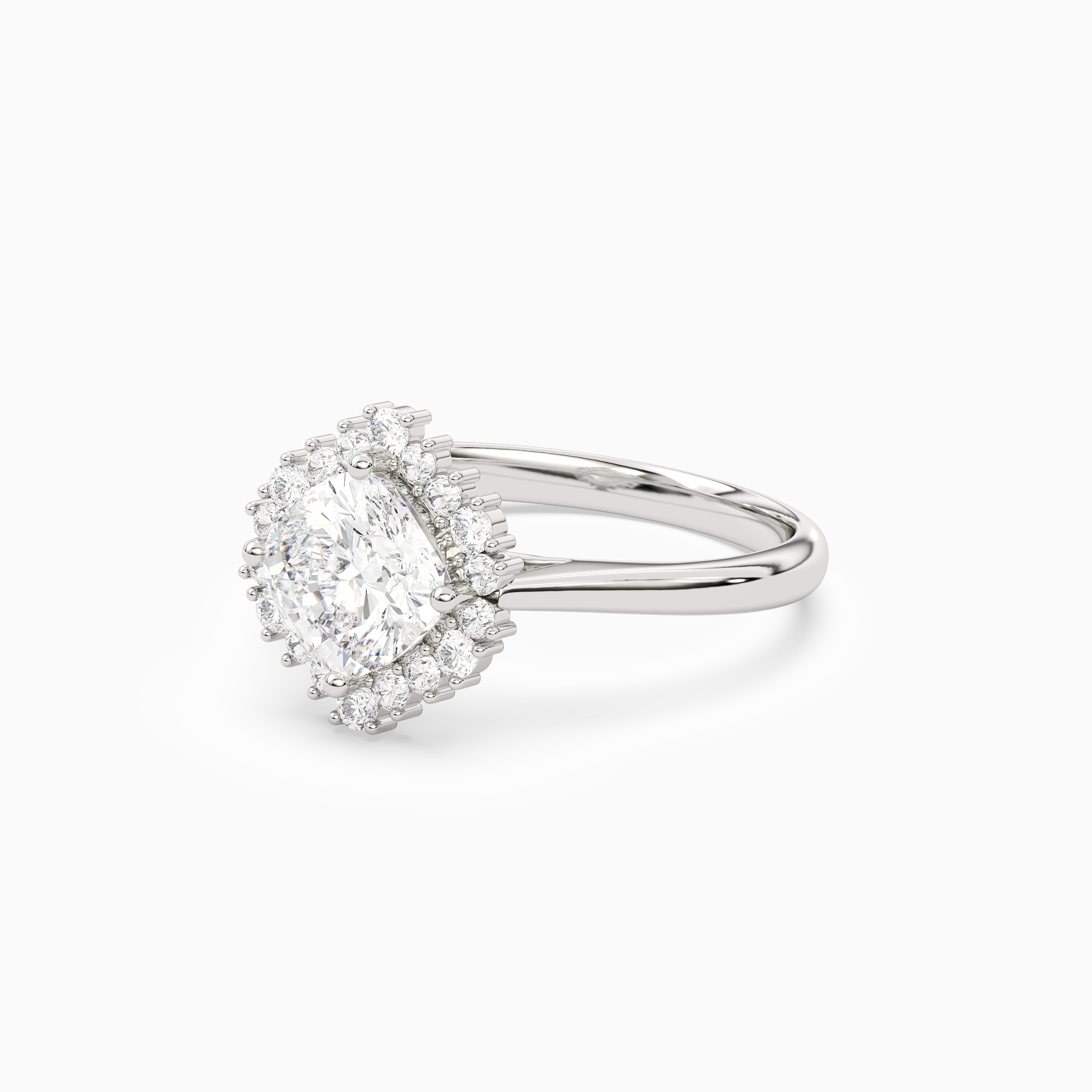 Cushion Cluster Halo in Platinum top angle