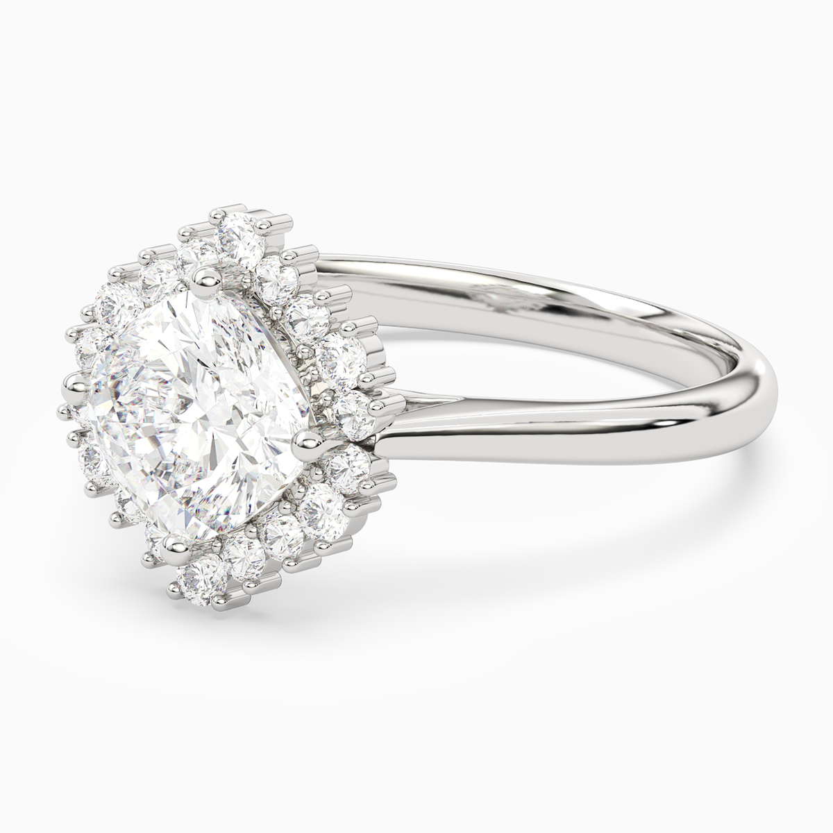Cushion Cluster Halo in Platinum top angle