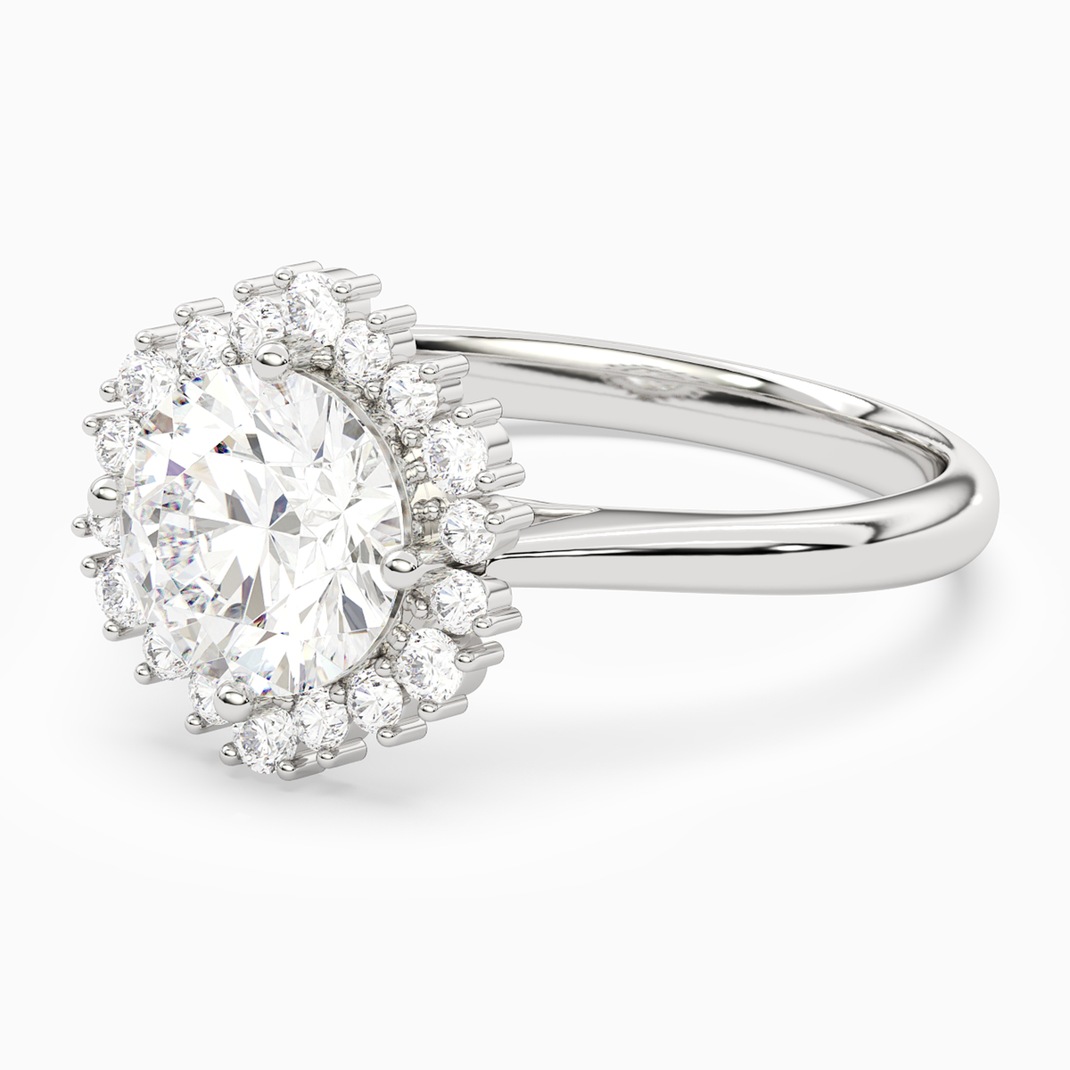 Round Cluster Halo in 14K White Gold top angle