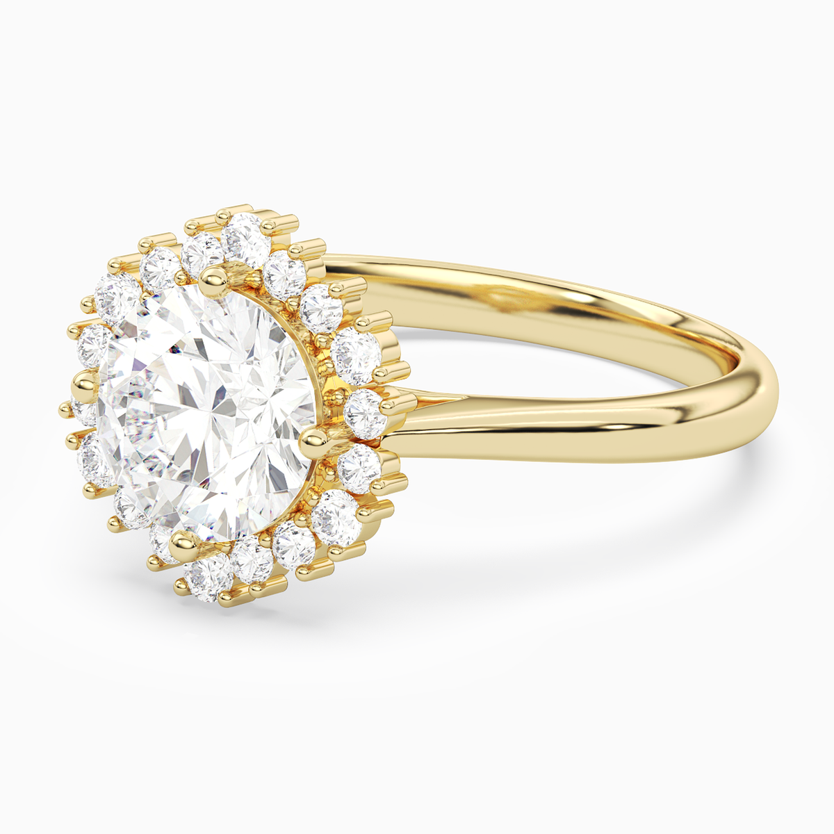 Round Cluster Halo in 14K Yellow Gold top angle