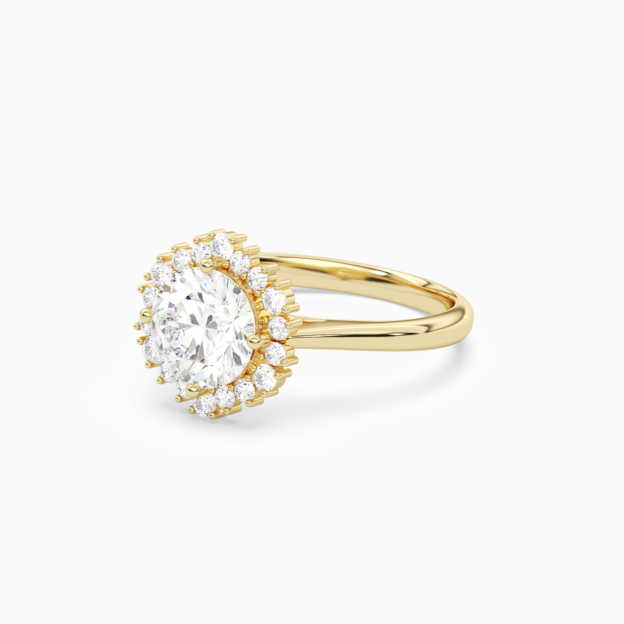 Round Cluster Halo in 18K Yellow Gold top angle
