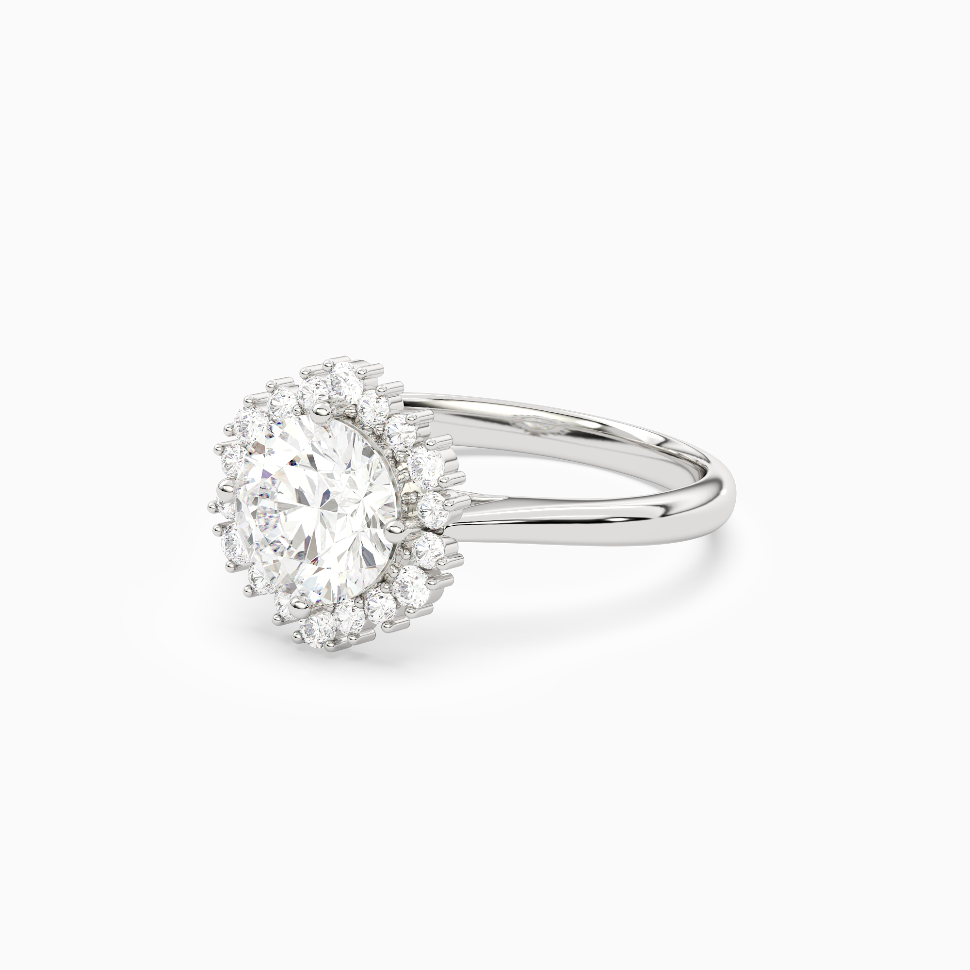Round Cluster Halo in Platinum top angle
