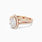 Pear Split Shank Halo in 14K Rose Gold top angle