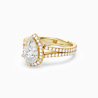 Pear Split Shank Halo in 14K Yellow Gold top angle
