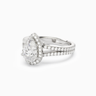 Pear Split Shank Halo in 18K White Gold top angle