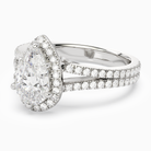 Pear Split Shank Halo in 18K White Gold top angle