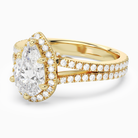 Pear Split Shank Halo in 18K Yellow Gold top angle