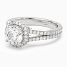 Round Split Shank Halo in 18K White Gold top angle