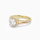 Round Split Shank Halo in 18K Yellow Gold top angle