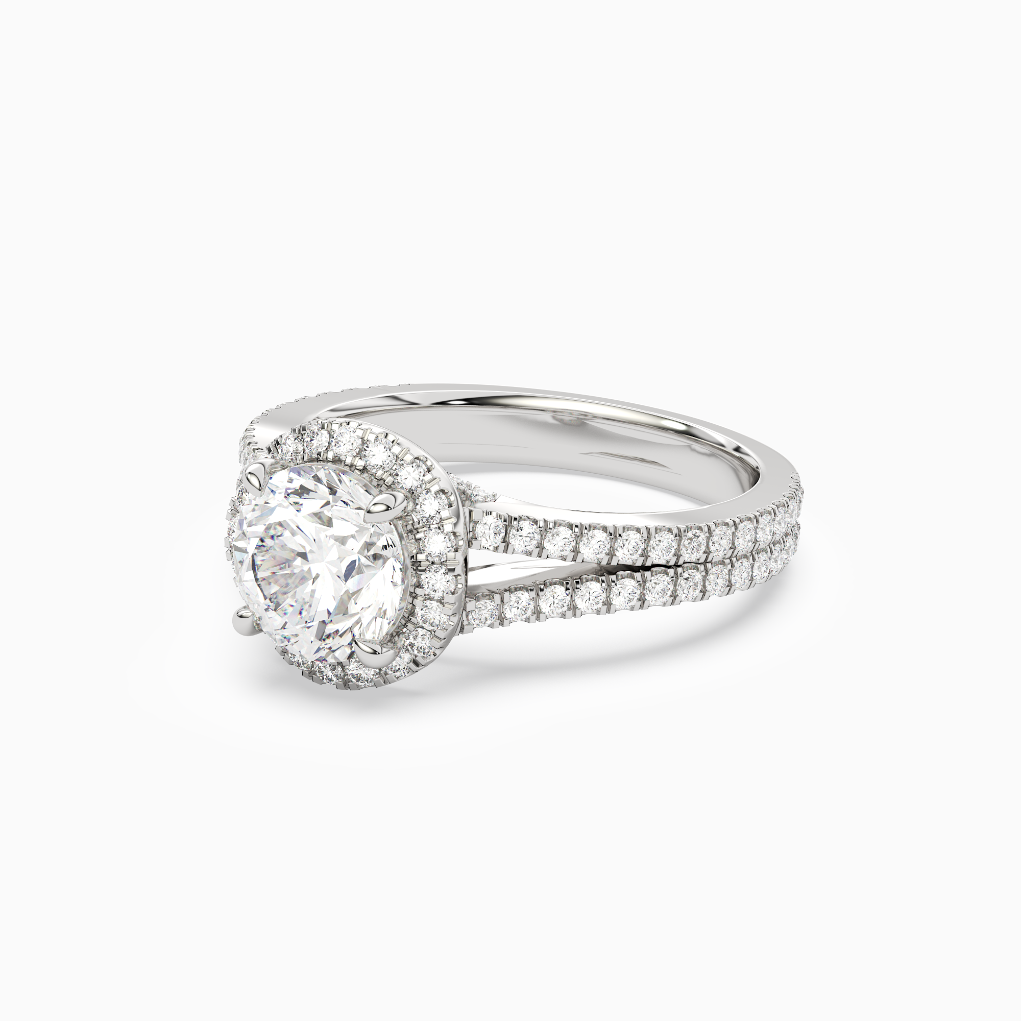 Round Split Shank Halo in Platinum top angle