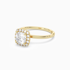 Cushion Scalloped Halo Baseline in 14K Yellow Gold top angle