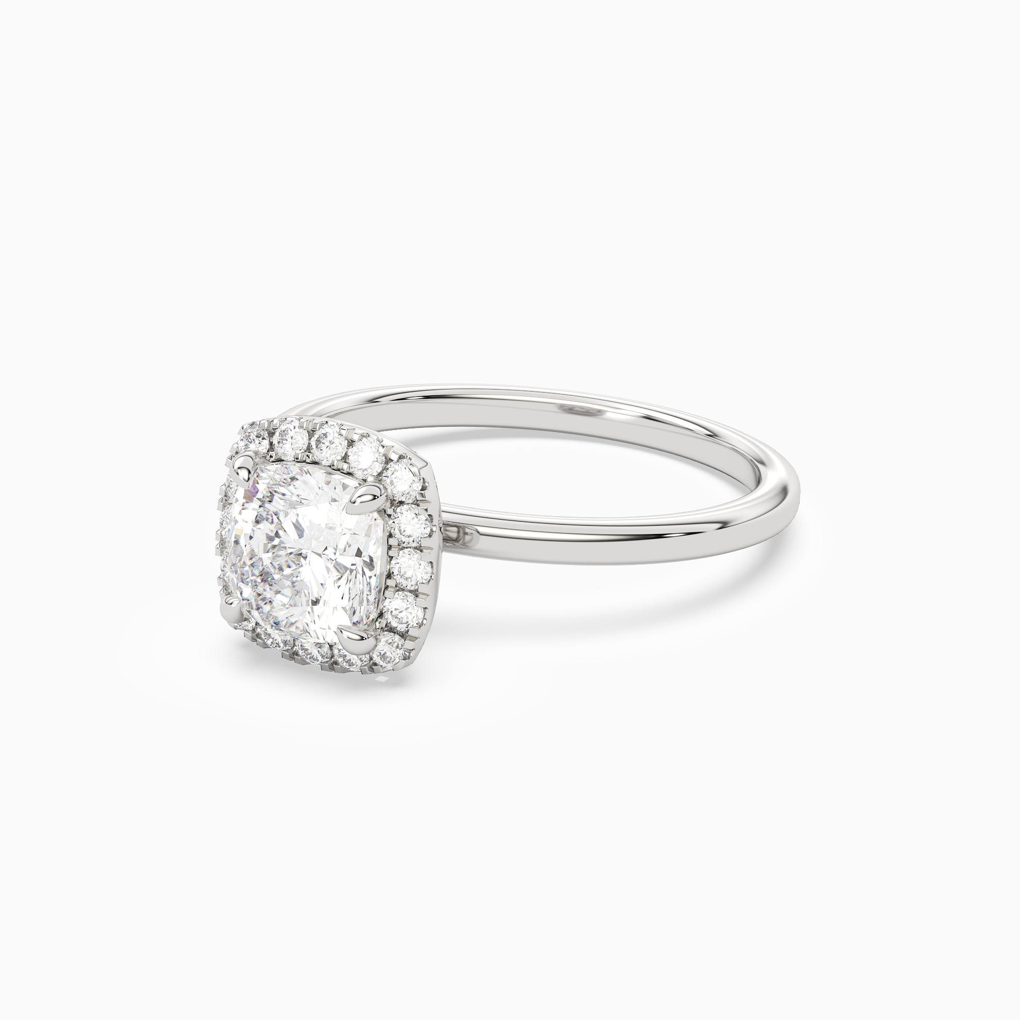 Cushion Scalloped Halo Baseline in Platinum top angle