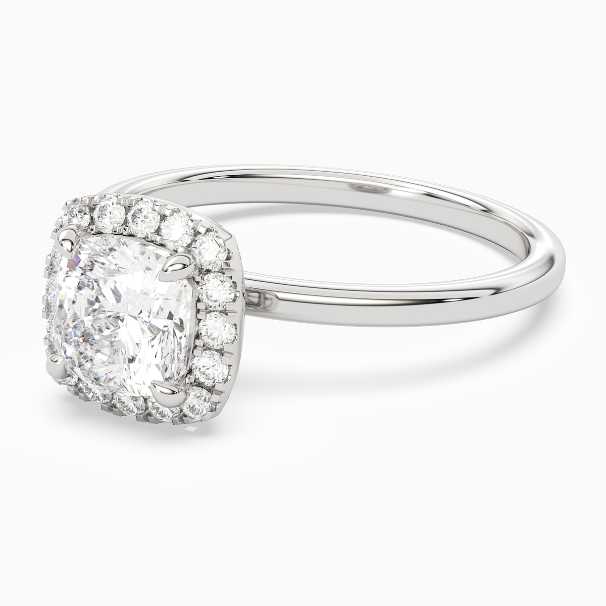 Cushion Scalloped Halo Baseline in Platinum top angle