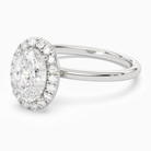 Oval Scalloped Halo Baseline in 18K White Gold top angle