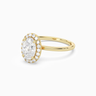 Oval Scalloped Halo Baseline in 18K Yellow Gold top angle
